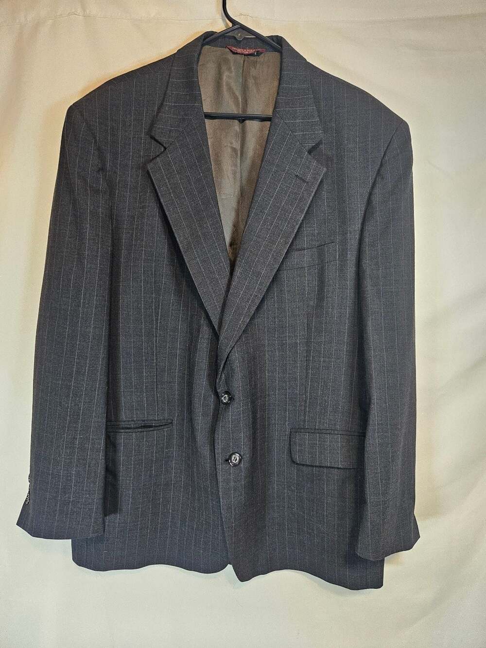 Botany Five Hundred 500 Couture Charcoal Gray Pinstripe Wool Suit Blazer Jacket